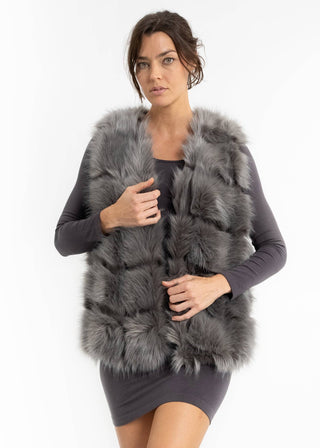 Posh Faux Fur Vest: Light Grey