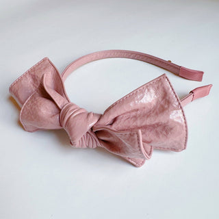 Patent Double Bow Headband: Pink