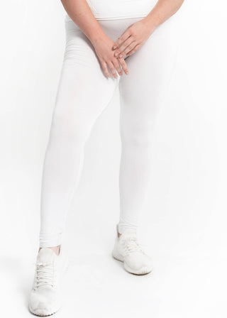 High Waisted Leggings - Curvy Fit: WHITE