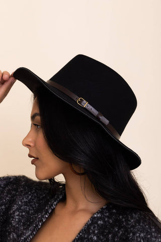 Pinched Front Western Style Hat: Black