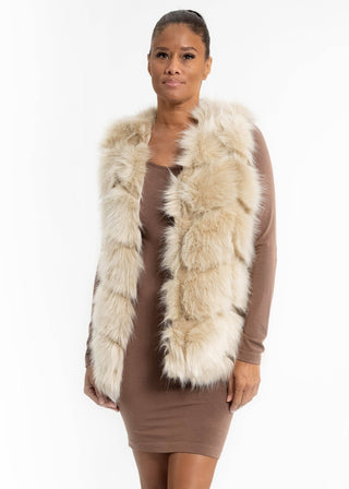 Posh Faux Fur Vest: Beige