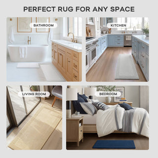 Olliix - Reversible Cotton Bathroom Rugs, Bath Mat Washable Rug White