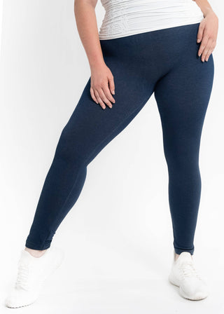 High Waist Crossover Leggings - Curvy Fit: BURGUNDY DENIM