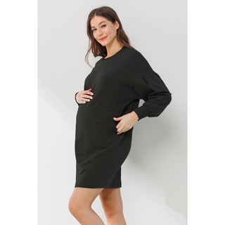 Crew Neck Sweater Dress with Pockets