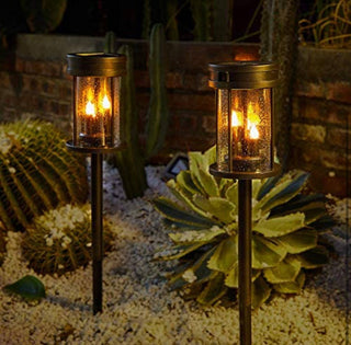 OutdoorSolarOutlet - Solar Flickering Candle Lantern Outdoor Garden Stake Lights