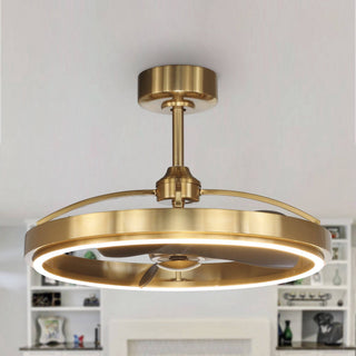 Brio Lighting - Ceiling Fan Modern LED BreezeLite 27" Copper Mount Caged