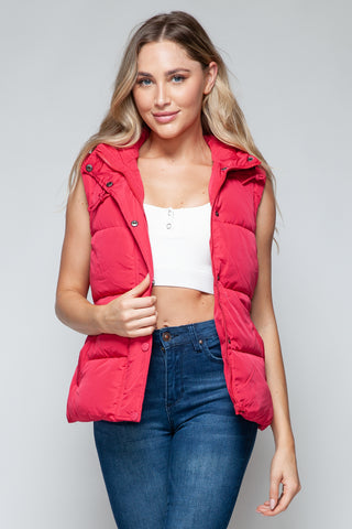 Snap and Zip Closure Hooded Vest