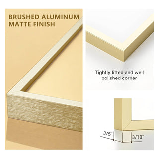 La Vie Photo - 5x7" Brushed Aluminum Photo Frame with 4x6" Mat – Gold