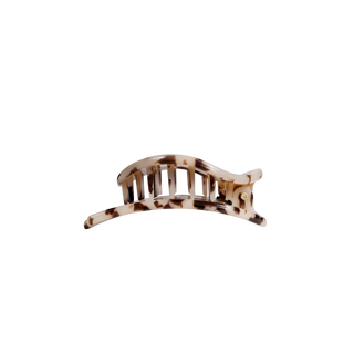 Teleties small flat circle hair clip in blonde tortoise, side view