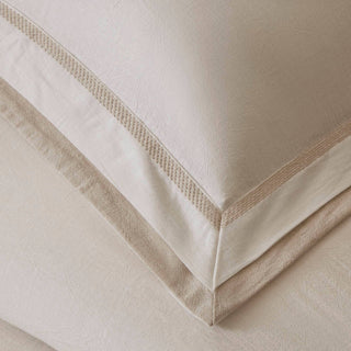 Olliix - Refined Embroidered Linen Blend Duvet Cover Set, White/Gold