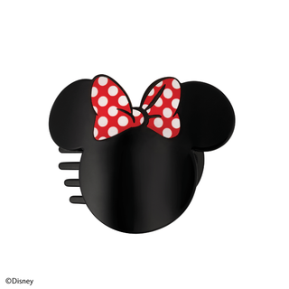 Mickey-shaped flat hair clip with red polka-dot bow, black comb backing