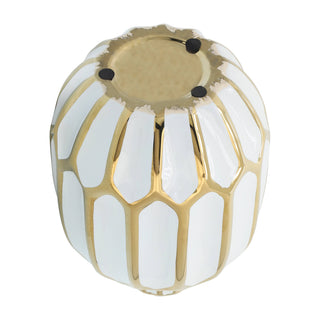 Sagebrook Home - Decorative Vase - White/Gold Ceramic Bud Abstract Modern,8in