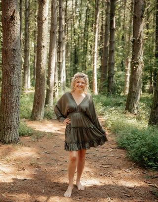 Olive or Gold silk dress perfect for fall. 