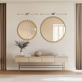 Round Iron Framed Wall Mirror – Gold Decor