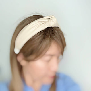 Leather Better Knotted Headband: Ivory