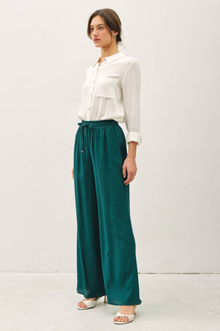 CRINKLE WIDE-LEG PANTS