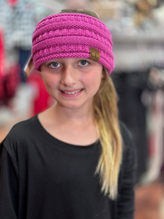 C.C. Ponytail Headband Solid Ribbed beanie