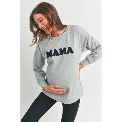 Crewneck Maternity Sweatshirt with Mama Patch
