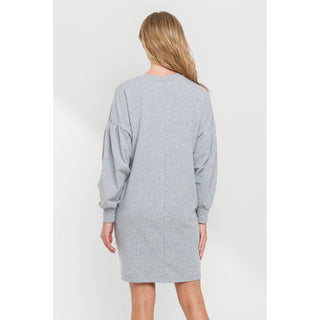 Crew Neck Sweater Dress with Pockets