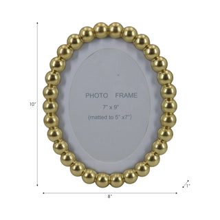 Sagebrook Home - Photo Frame - Gold Glass Matted Round Beaded, 7x9 in.