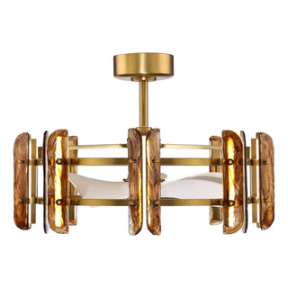 Brio Lighting - Ceiling Fan Modern 32" Perimost 3-Blade Gold Glass LED Light