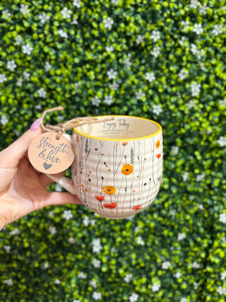 Enjoy Today Floral Strength And Love - Coffee Mug