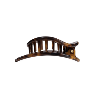 Teleties medium flat circle hair clip in tortoise, side view