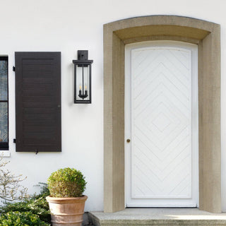 39F Inc. - 22' Dusk-to-Dawn Outdoor Wall Lantern, Matte Black 2-Light