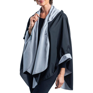 RainCaper - Black & Pewter Grey Reversible Rain & Travel Cape