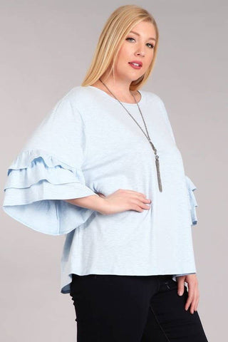 Plus Size Ruffle Sleeve Top
