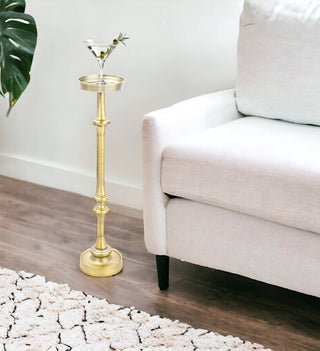 26" Brushed Gold Round End Table by HomeRoots