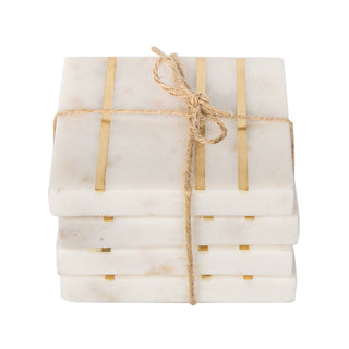 Godinger - Marble Square Inlay Coaster Set