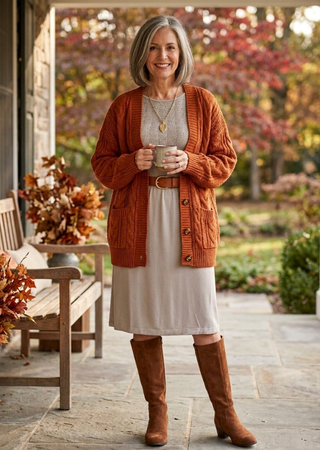 ELIETIAN - Knee Length Long Sleeve Dress