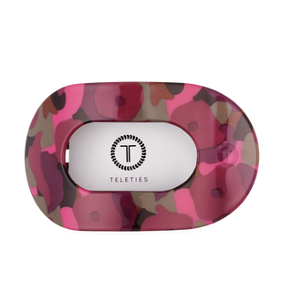 Teleties large flat round hair clip in Garden Glam print, front view
