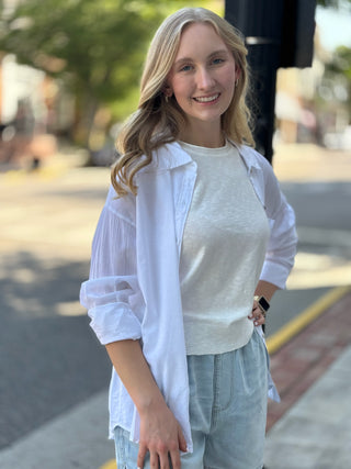 COTTON BLEND LIGHT WEIGHT OVERSIZED CLASSIC SHIRT
