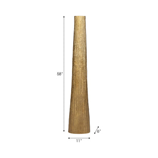 Sagebrook Home - Metal Ribbed Textured Finish Floor Vase - Gold, 58 in.