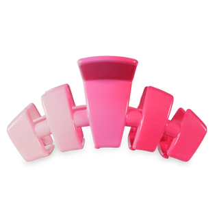 Set of pink claw hair clips with wide rectangular teeth