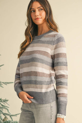 Robin Striped Sweater: Gray Stripe / S