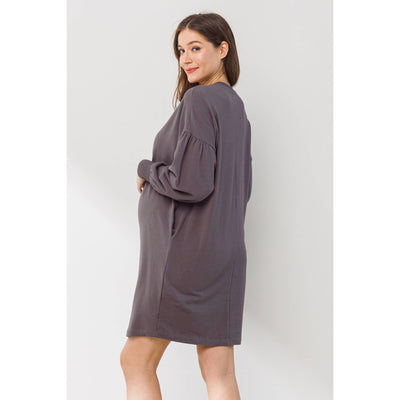 Crew Neck Sweater Dress with Pockets