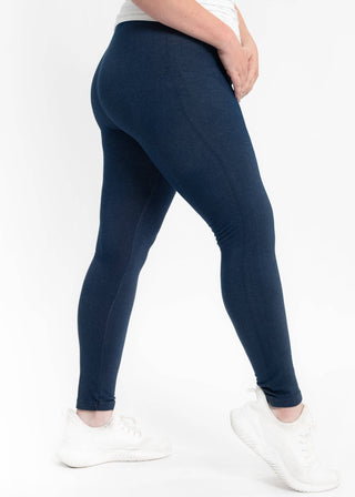 High Waist Crossover Leggings - Curvy Fit: BLACK DENIM