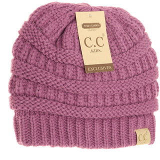 Kids Solid Fuzzy Lined CC Beanie