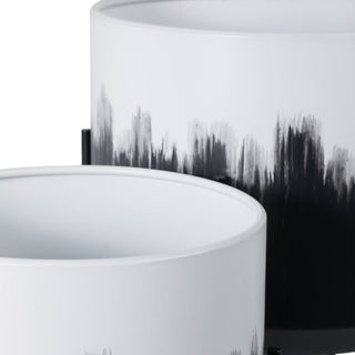 Sagebrook Home - Plant Pot Set of 2 - White Metal Ombre on Stands, 11/15 in.