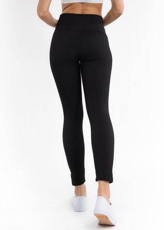 Fleece Lined Crossover Leggings: Black