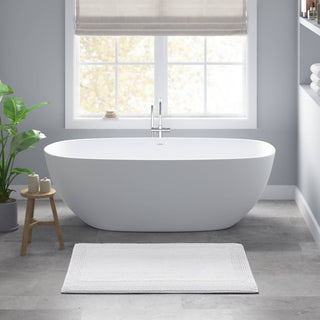 Olliix - Reversible Cotton Bathroom Rugs, Bath Mat Washable Rug White