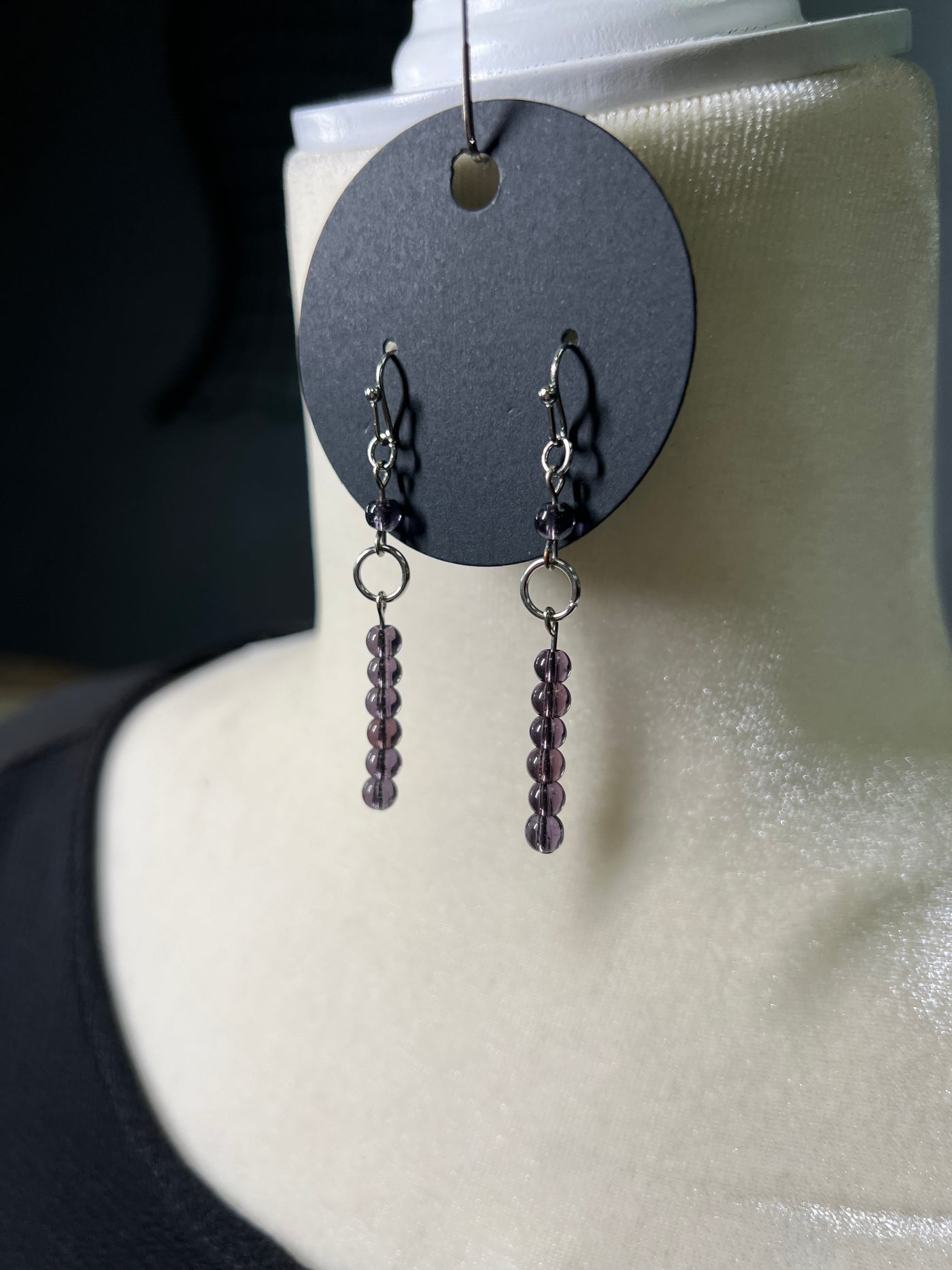 Silver Stick Earrings - Purple