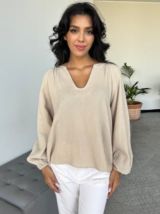 Gauze Top - Taupe
