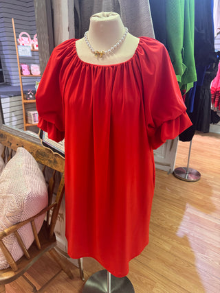 Peach Skin Mini Dress - Red