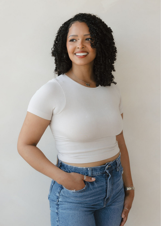 Short Sleeve Waist Length Top: Love Red / Curvy