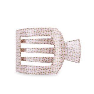 TELETIES Large Flat Square Hair Clip - Pine & Pearl
