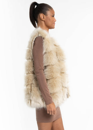 Posh Faux Fur Vest: Beige